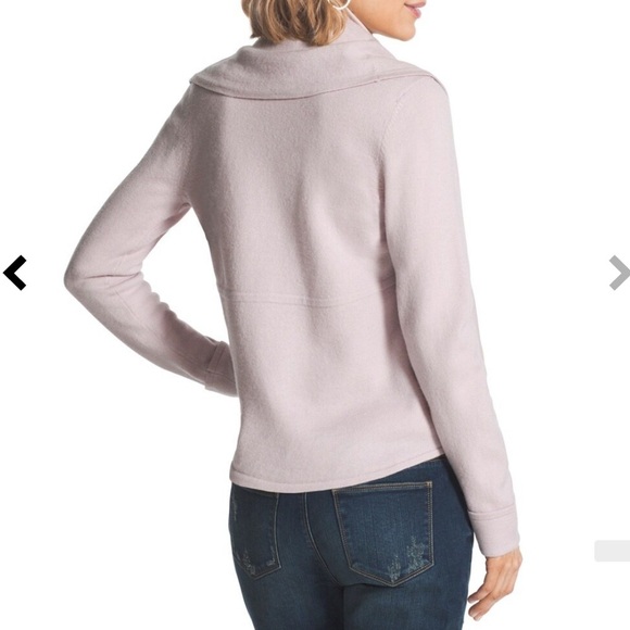 Chico’s Lavender Boiled Wool Yvonne Cropped Long Sleeve Cardigan Size 6 - Picture 4 of 11